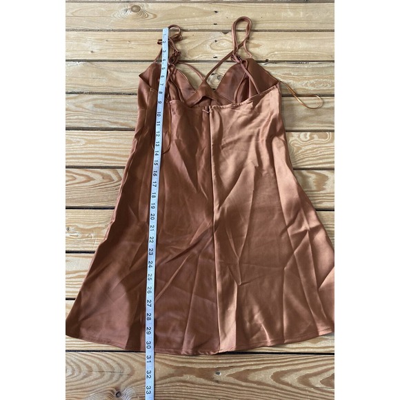 NWT Urban Outfitters Silky Bustier Tank Dress Size Medium Rust Brown MSRP $49 - Picture 7 of 8